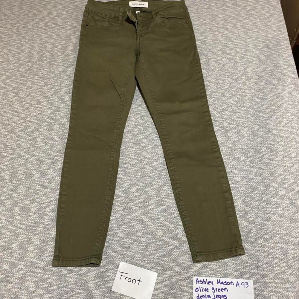 Ashley Mason olive green denim skinny jeans women 5. SKU-A93#denim #highwaisted
